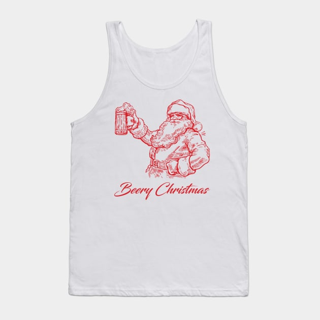 Beery Christmas Santa Claus holding a glass of beer Tank Top by byfab